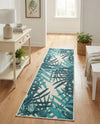 Seaside Blooms Collection Area Rug -  Provence Runner Teal blue  lifestyle 58