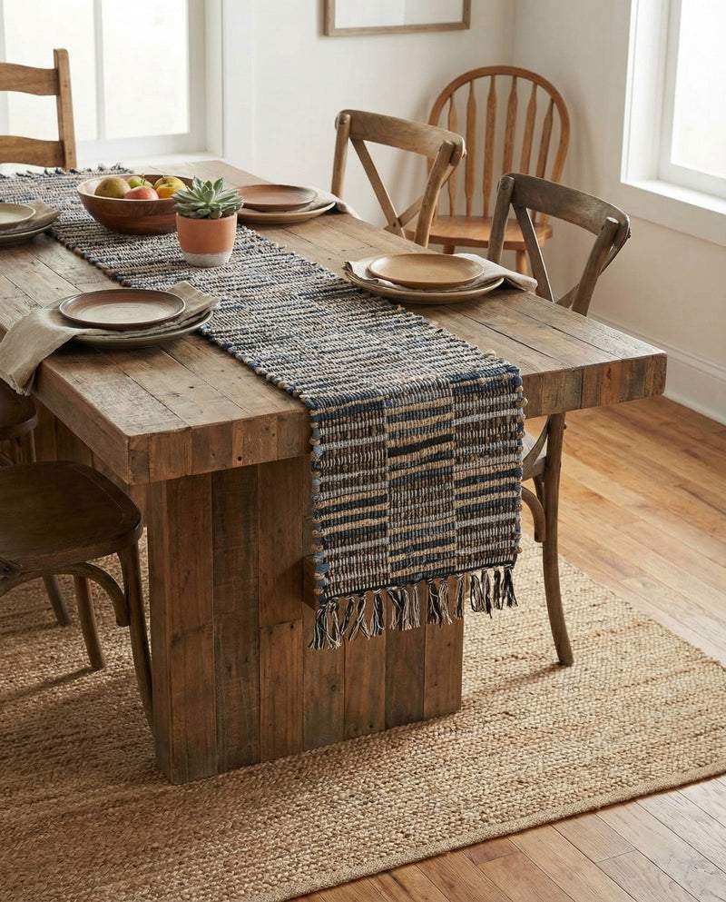 Osian Looms Collection Area Rug - Osian Table Runner Dark Gray  lifestyle 18