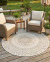 Patio Heritage Collection Area Rug -  Lafayette (Gray) Round Gray  lifestyle 57