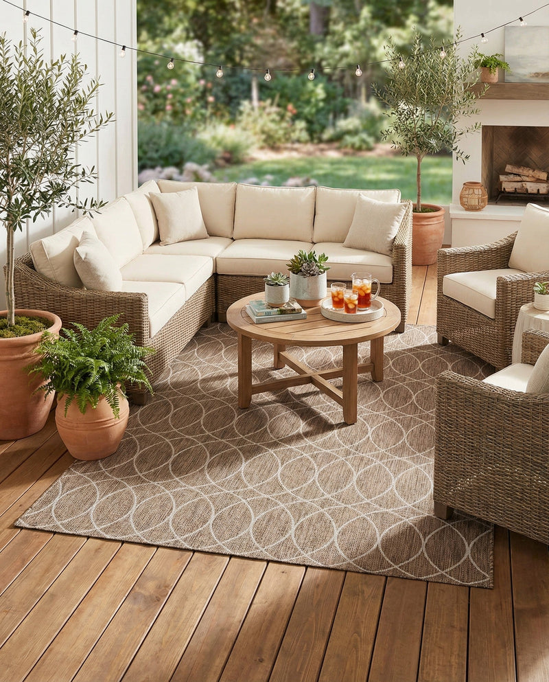 Savannah Pergola Collection Area Rug -  Pavilion (Brown) Rectangle Brown  lifestyle 7