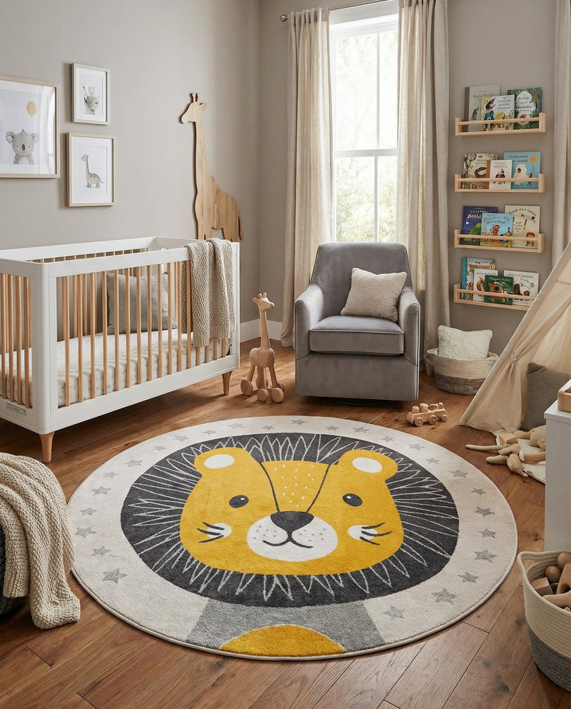 Wonder Tykes Collection Area Rug -  Festive. Round Ivory  lifestyle 9