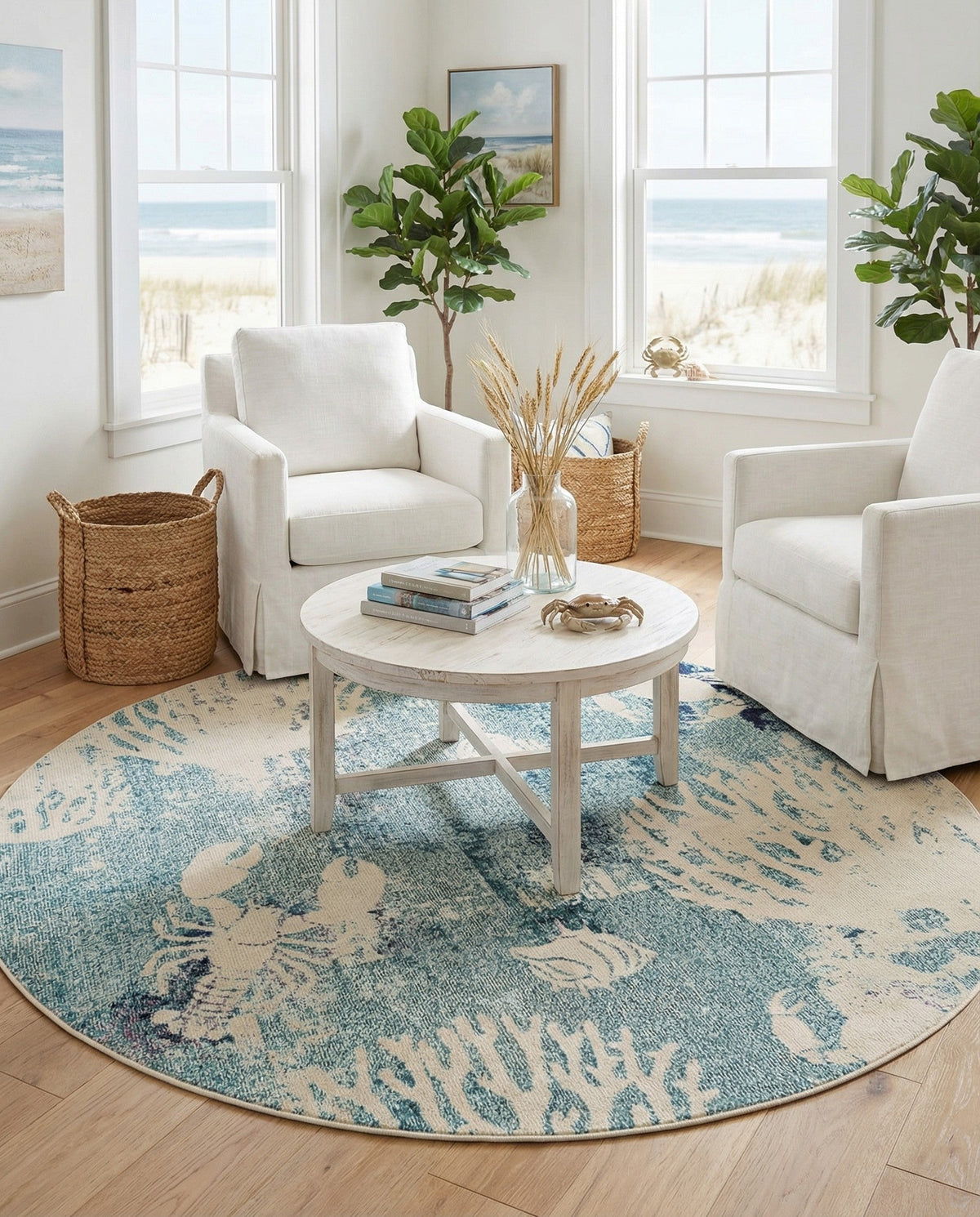 Sorrento Shores Collection Area Rug -  Vico Round Light Blue  lifestyle 98