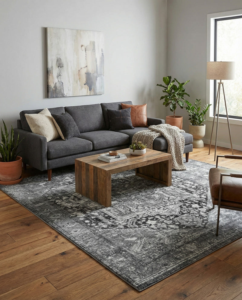 Casablanca Tapestry Collection Area Rug - Fes Rectangle Steel gray  lifestyle 26