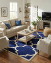 Lattice Gardens Collection Area Rug -  Espaliera Rectangle Navy Blue  lifestyle 18