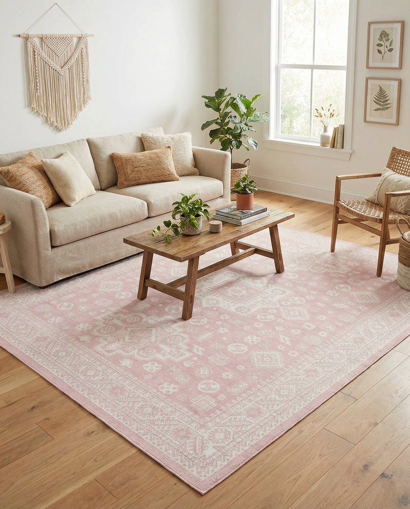Tribal Terrace Treasures Collection Area Rug -  Incan Isle (Pink) Rectangle Pink  lifestyle 4
