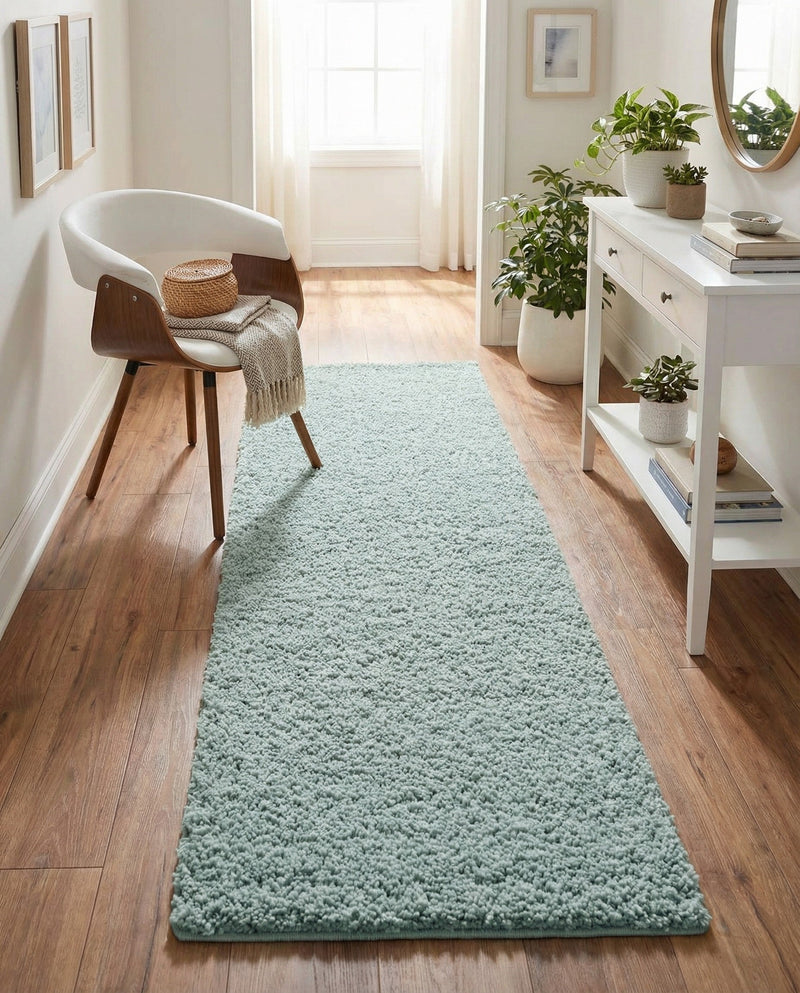 Cozy Comfort Shag Collection Area Rug - Haven (Sage Green) Runner Sage Green  lifestyle 42