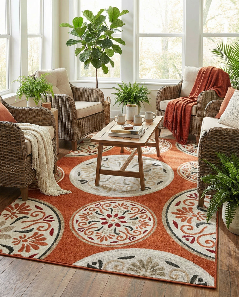 Urban Terrace Collection Area Rug -  Deck Rectangle Terracotta  lifestyle 12