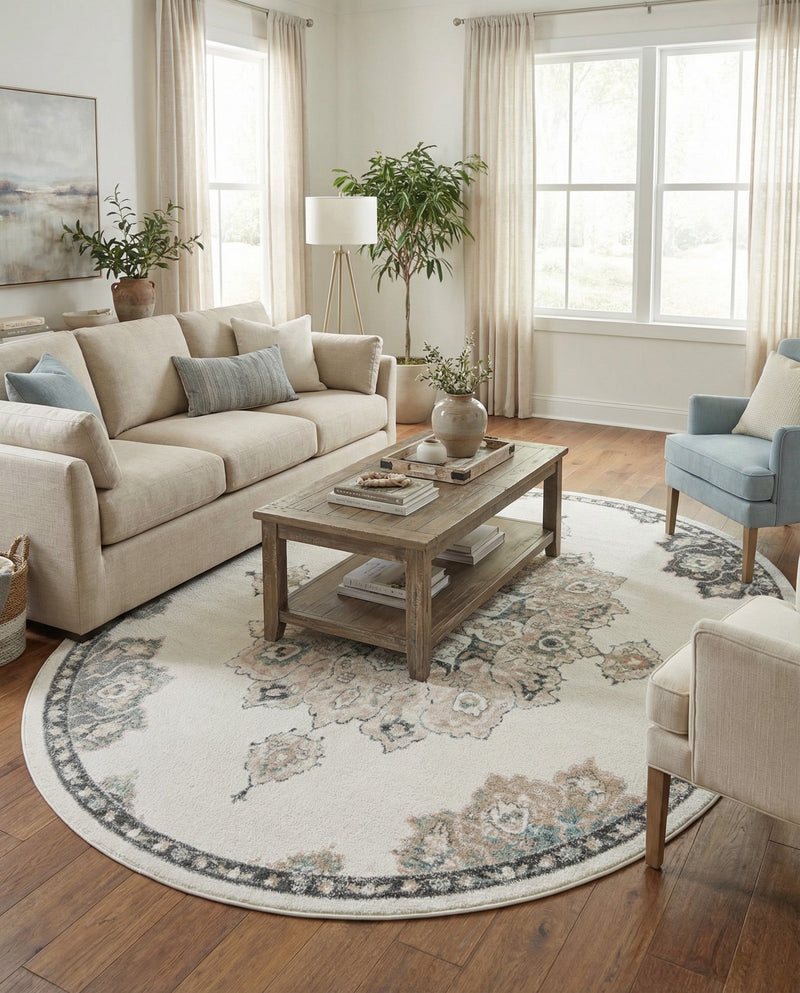 Beverly Grove Collection Area Rug - Melrose (Ivory) Oval Ivory  lifestyle 70