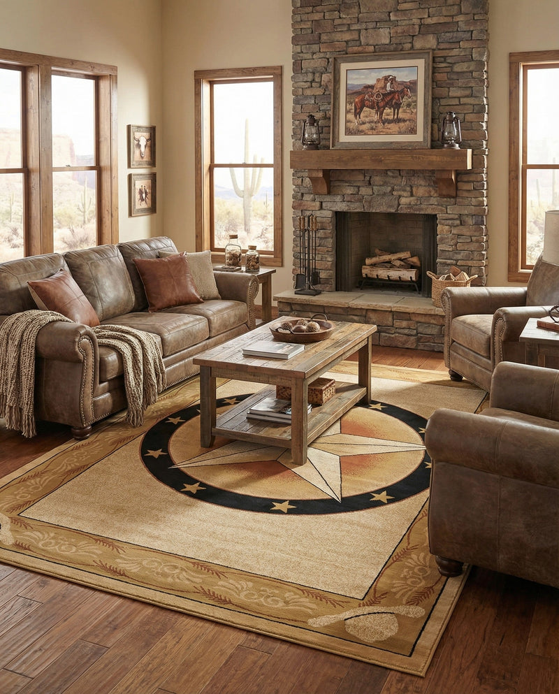 Frontier Trails Collection Area Rug - Redwood Rectangle Ivory Brown  lifestyle 11