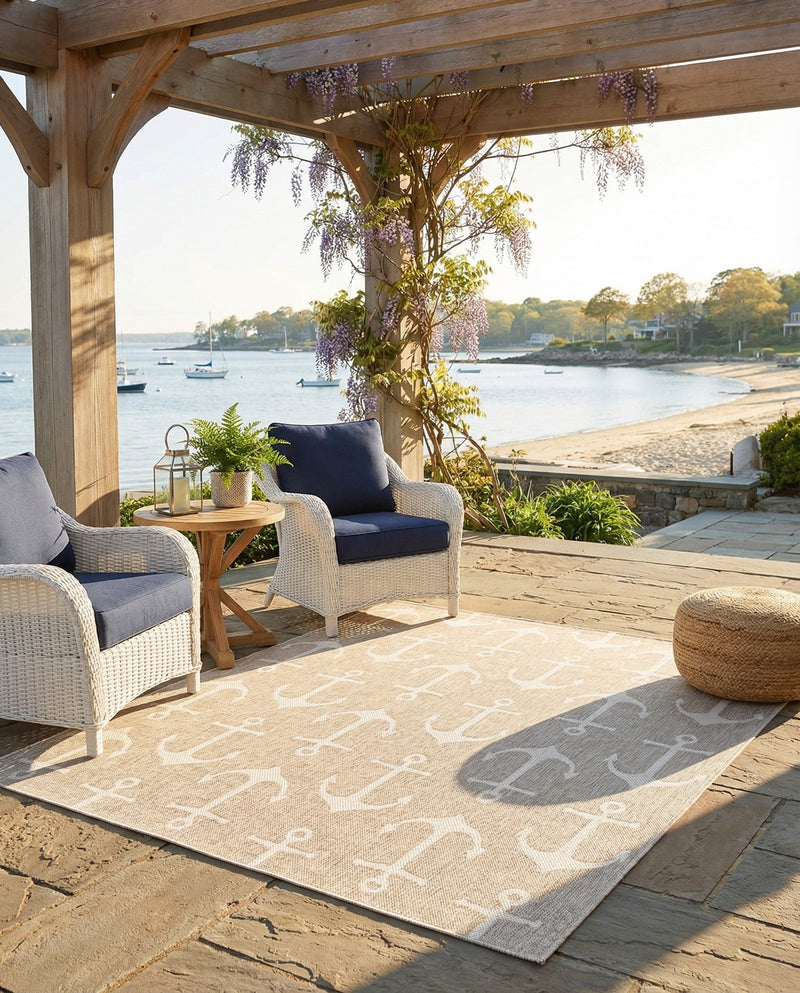 Seaside Haven Rugs Collection Area Rug - Sapphire (Gray) Square Gray  lifestyle 19
