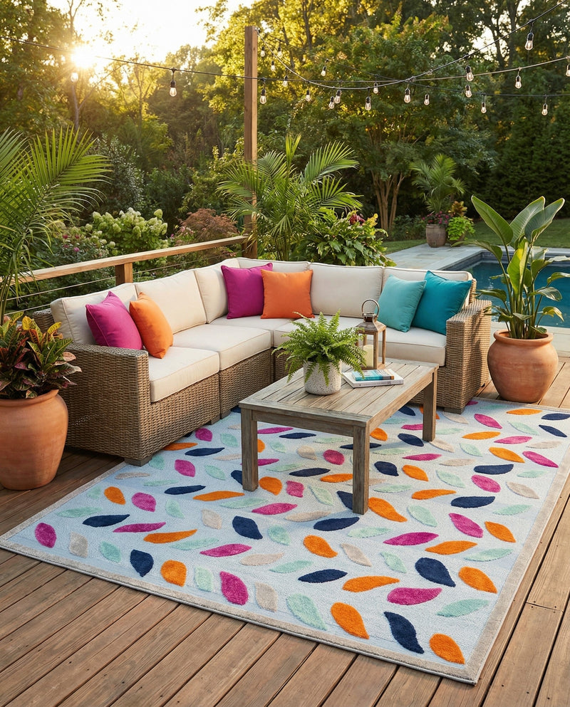 Bahama Breeze Outdoor Collection Area Rug - Nassau Rectangle Blue  lifestyle 19