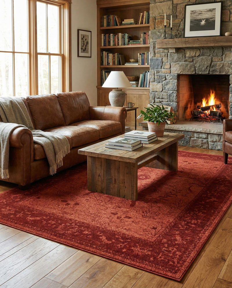 Horizon Collection Area Rug -  Apex (Rust Red) Rectangle Rust Red  lifestyle 5