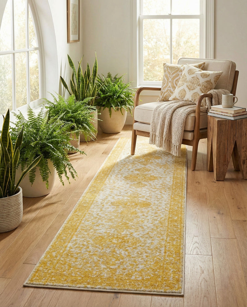 Dover Terrace Collection Area Rug - Marina (Yellow) Runner Yellow  lifestyle 40