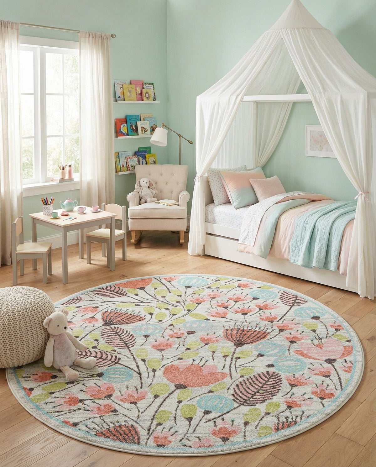 Wonder Tykes Collection Area Rug -  Fantasy Round Ivory  lifestyle 105