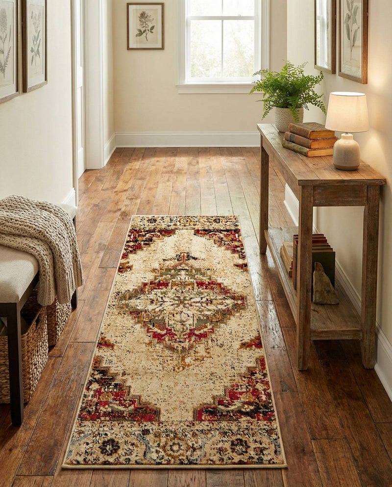 Neptune Elegance Collection Area Rug -  Naiad Runner Burgundy Beige  lifestyle 41