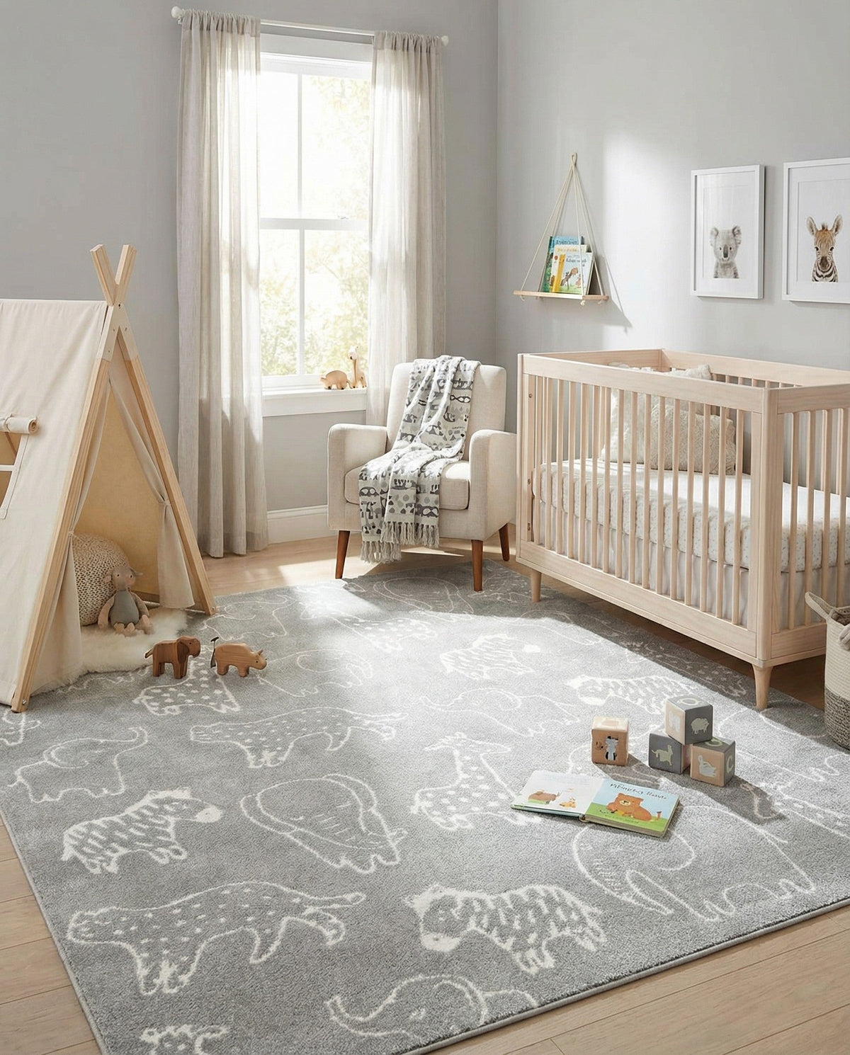 Wonder Tykes Collection Area Rug -  Spectrum Square Gray  lifestyle 199