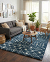 Berber Lattice Shag Collection Area Rug - Atlas (Navy Blue) Rectangle Navy Blue  lifestyle 4
