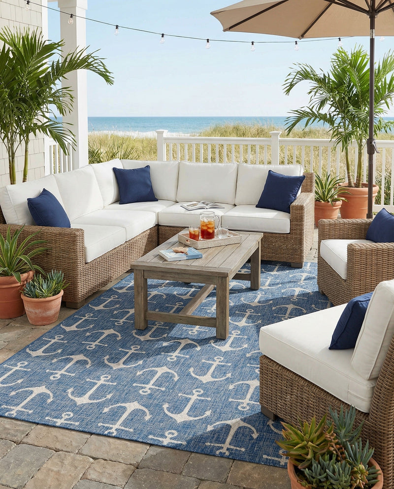 Seaside Haven Rugs Collection Area Rug - Sapphire (Blue) Rectangle Blue  lifestyle 3