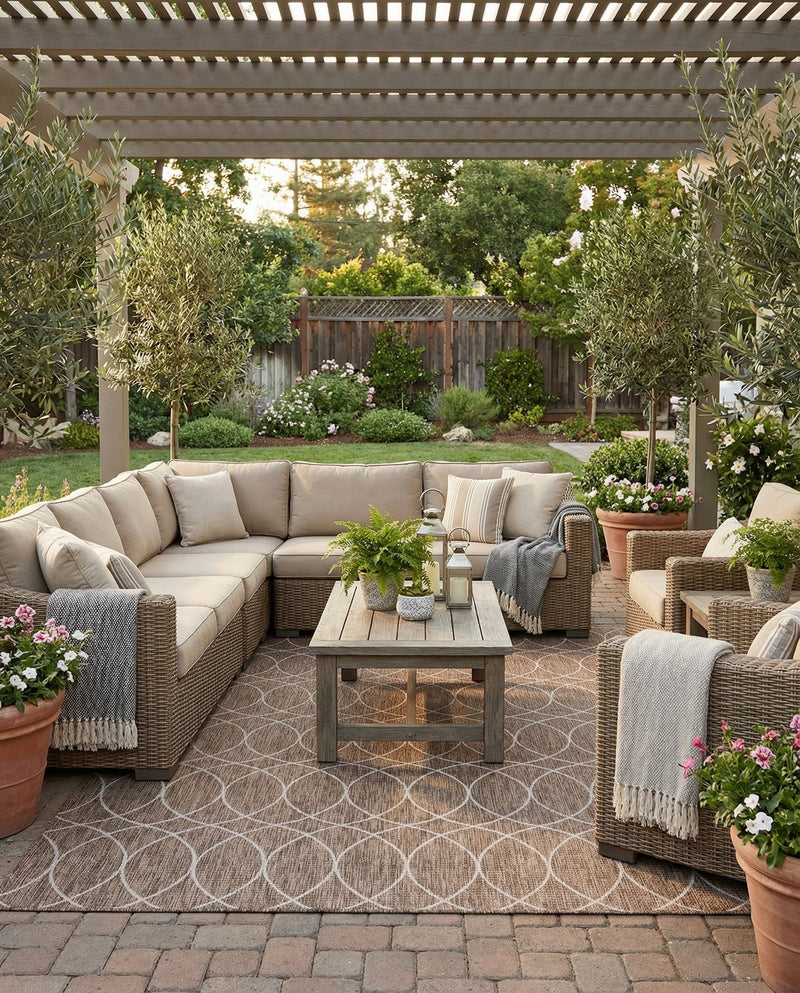 Savannah Pergola Collection Area Rug -  Pavilion (Brown) Rectangle Brown  lifestyle 8