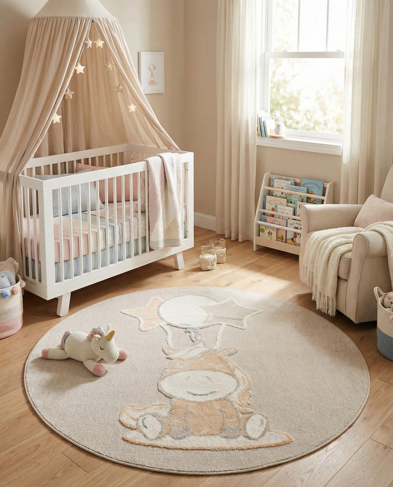 Wonder Tykes Collection Area Rug - Enchanted Round Peach Blossom  lifestyle 49