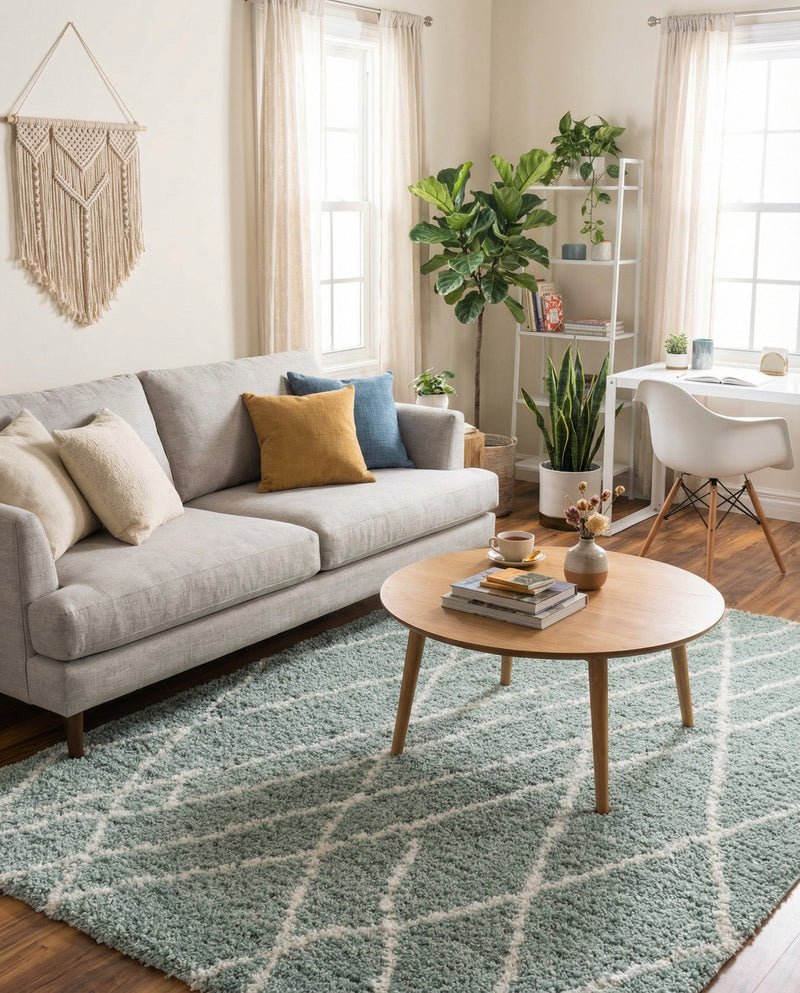Cozy Haven Shag Collection Area Rug - Serenity (Sage Green) Rectangle Sage Green  lifestyle 5