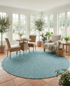 Seaside Serenity Collection Area Rug - Veranda (Aquamarine) Round Aquamarine  lifestyle 48