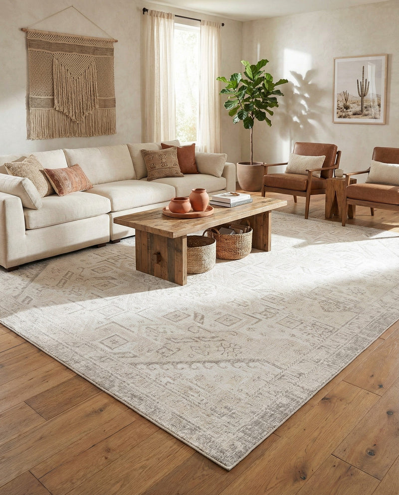 Tribal Terrace Treasures Collection Area Rug - Mayan Marina (Light Gray) Rectangle Light Gray  lifestyle 13