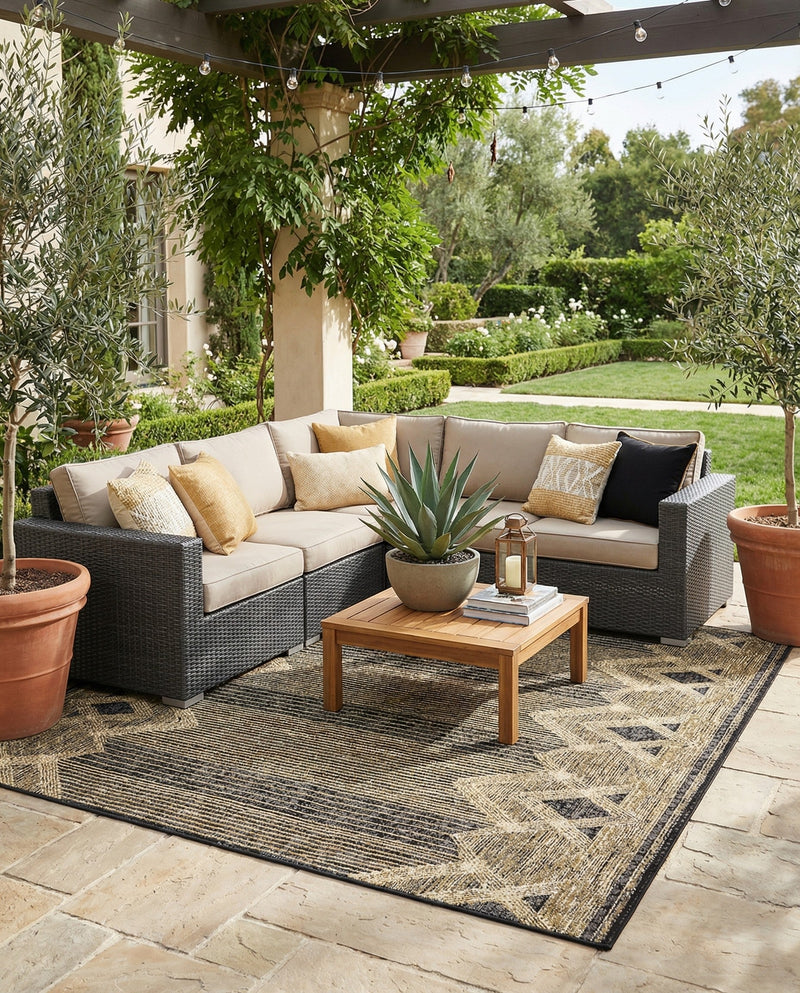 Urban Terrace Collection Area Rug -  Loft Square Charcoal  lifestyle 71