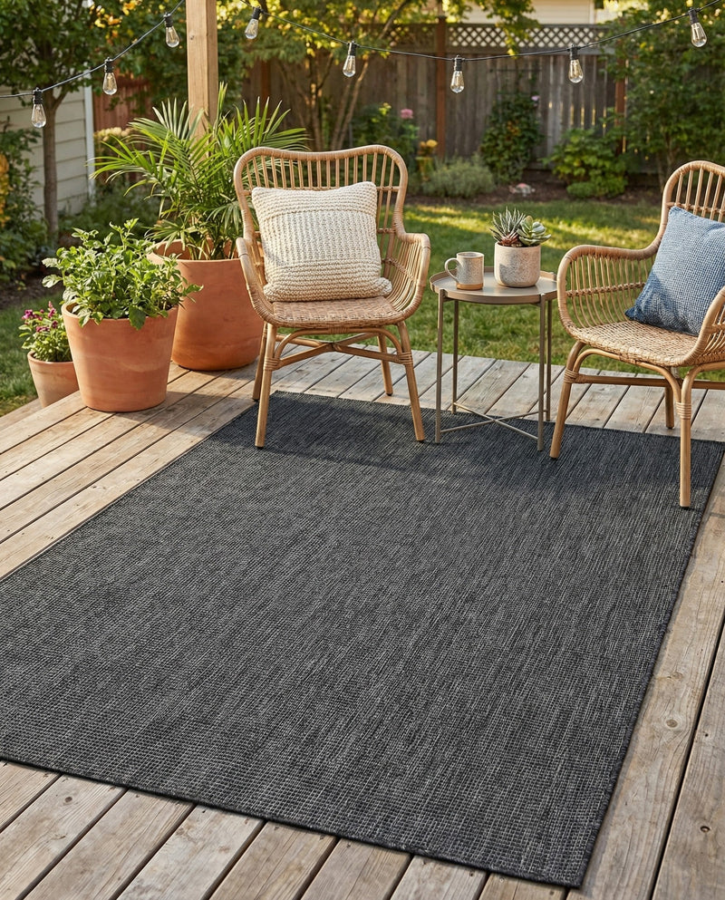 Seaside Serenity Collection Area Rug - Veranda (Black) Rectangle Black  lifestyle 19