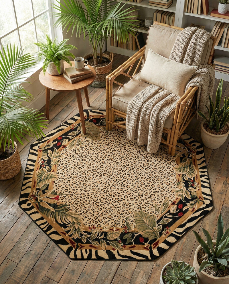 Savannah Sojourn Collection Area Rug -  Moremi Octagon Cream  lifestyle 63