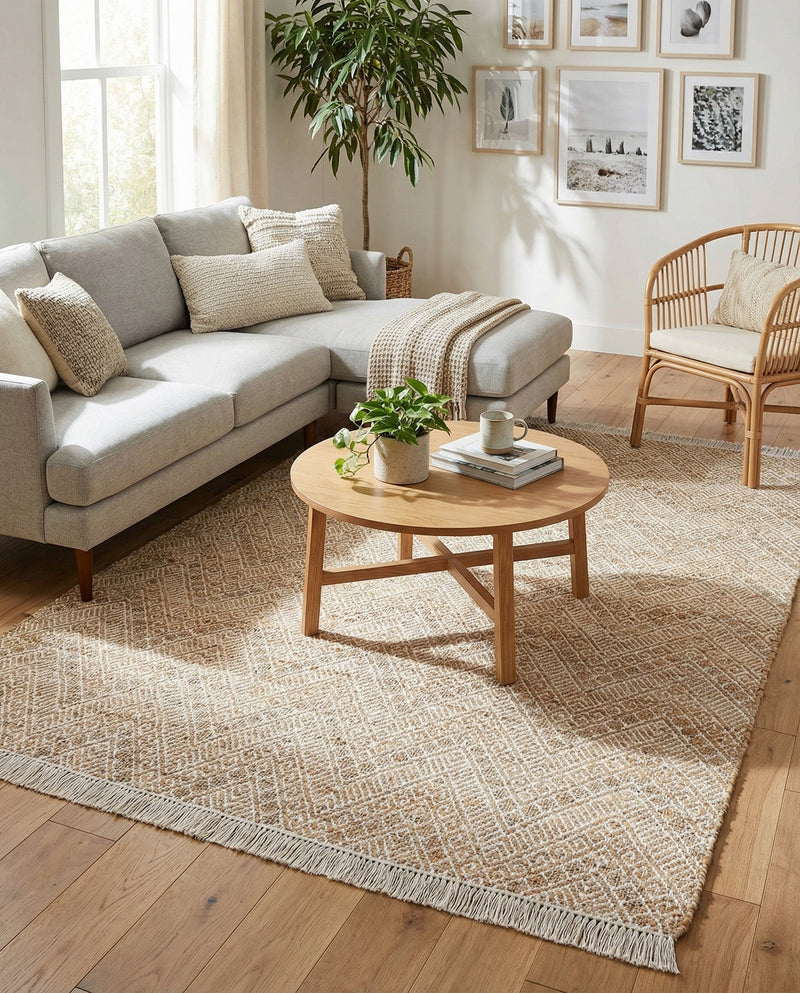 Woven Seaside Jute Collection Area Rug - Oia Rectangle White and Natural  lifestyle 8