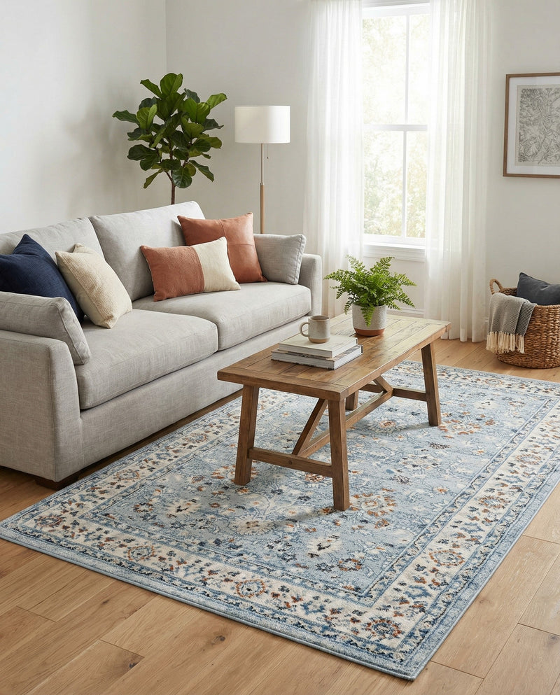 Savannah Elegance Collection Area Rug - Augusta (Aqua Blue) Rectangle Aqua Blue  lifestyle 3