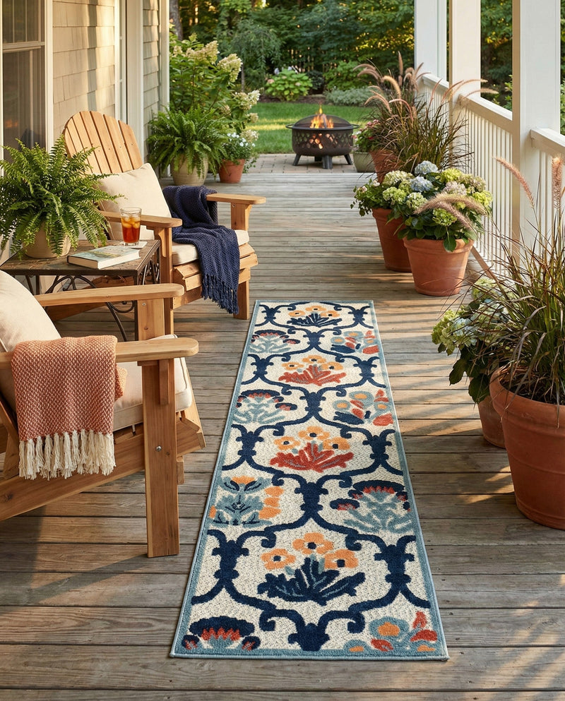 Caribbean Terrace Collection Area Rug -  Dominica Runner Ivory  lifestyle 35