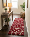 Berber Lattice Shag Collection Area Rug - Atlas (Burgundy Red) Runner Burgundy Red  lifestyle 22