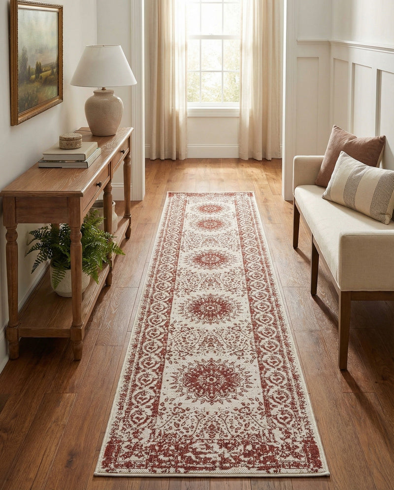 Patio Heritage Collection Area Rug -  Lafayette (Rust Red) Runner Rust Red  lifestyle 58