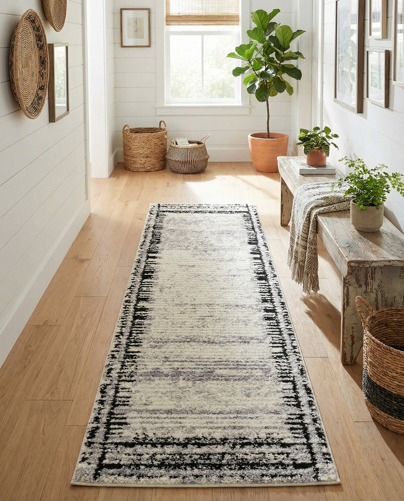 Marrakech Mosaic Collection Area Rug -  Sahara Runner Black and White  lifestyle 66
