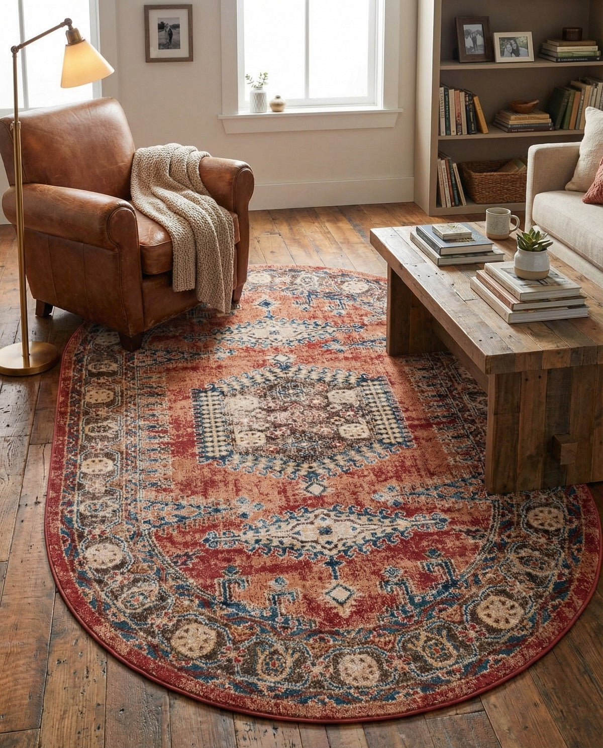 Eden Oasis Collection Area Rug -  Refuge (Terracotta) Oval Terracotta  lifestyle 56
