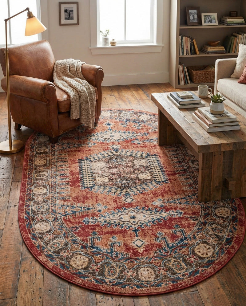Eden Oasis Collection Area Rug -  Refuge (Terracotta) Oval Terracotta  lifestyle 56