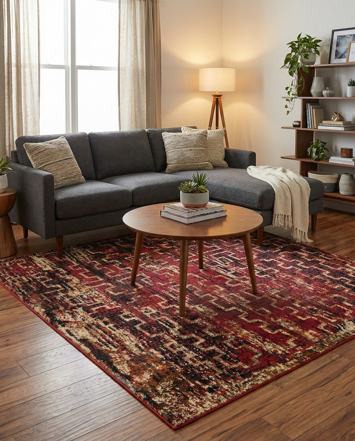 Neptune Elegance Collection Area Rug -  Proteus Square Burgundy  lifestyle 112