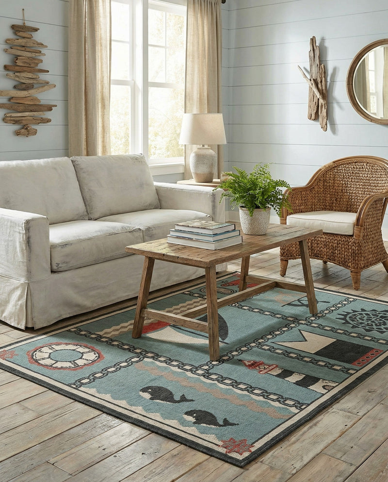 Seaside Haven Rugs Collection Area Rug -  Anchorage Rectangle Blue  lifestyle 10