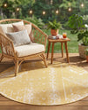 Desert Nomad Terrace Collection Area Rug - Sahara (Yellow) Round Yellow  lifestyle 28