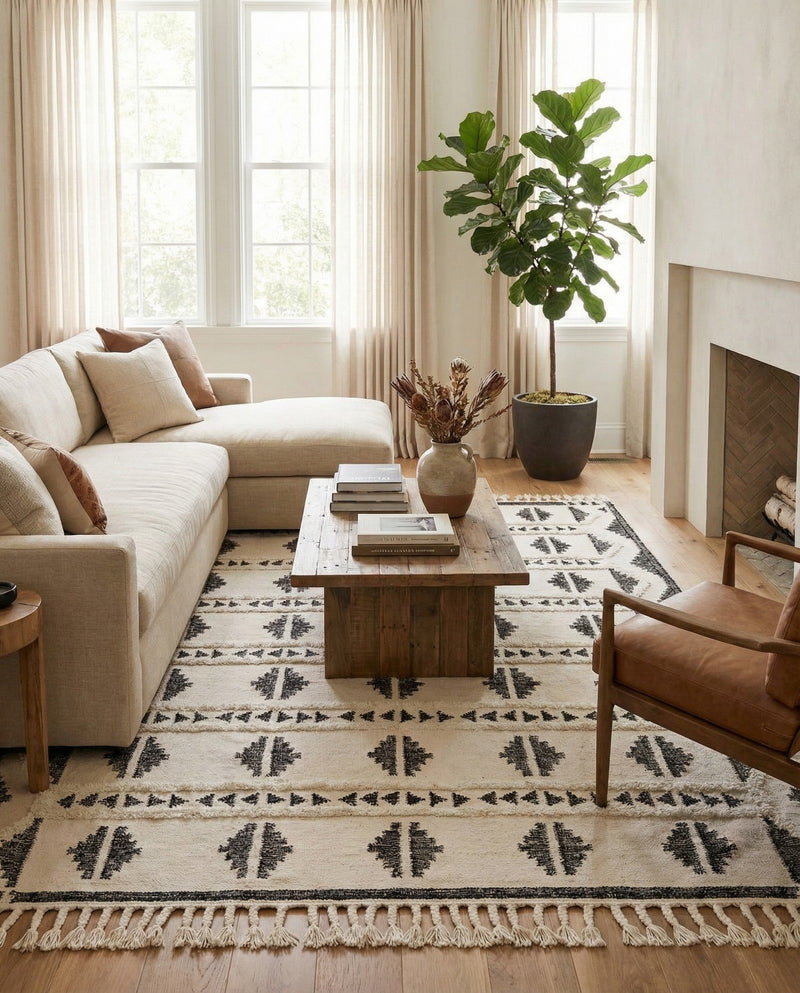 Sonoran Collection Area Rug - BellRock Rectangle Black and White  lifestyle 52