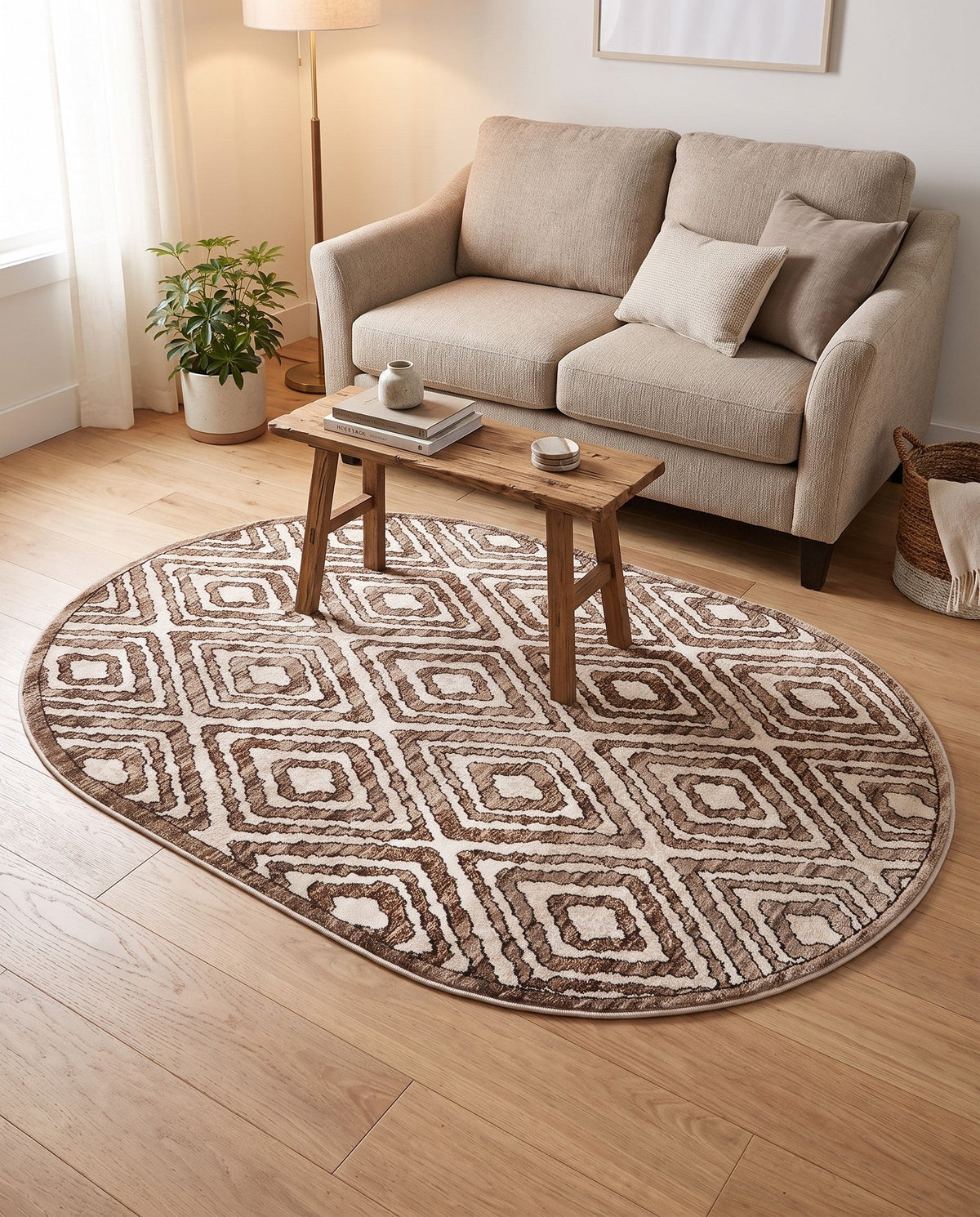 Sanctuary Retreat Collection Area Rug -  Oasis Oval Chocolate Brown  lifestyle 171
