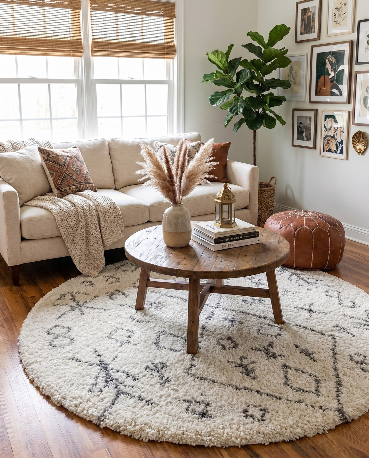 Casablanca Comfort Collection Area Rug - Sahara Round Pure Ivory  lifestyle 133