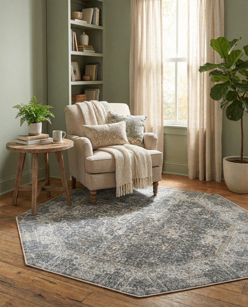 Caribbean Breeze Collection Area Rug -  Utila Octagon Fume Gray  lifestyle 73