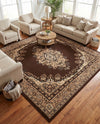 Tabriz Tapestry Collection Area Rug - Azerbaijan (Brown) Square Brown  lifestyle 71