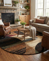 Bistro Lounge Collection Area Rug -  Latte Round Multi  lifestyle 48