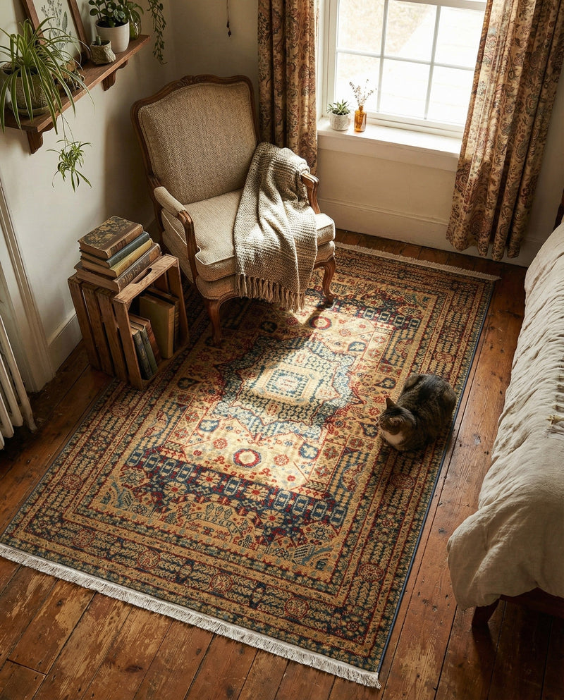 Ottoman Elegance Collection Area Rug - Sultan Rectangle Blue  lifestyle 16