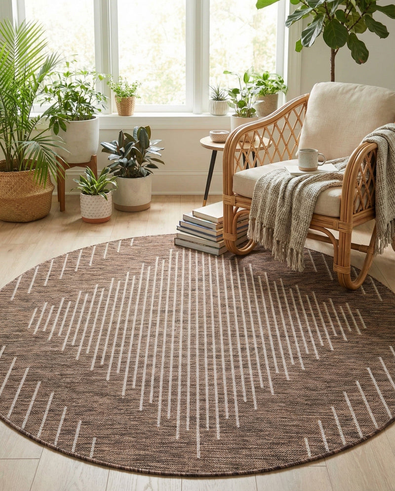 Urban Terrace Collection Area Rug -  Chelsea (Brown) Round Brown  lifestyle 24