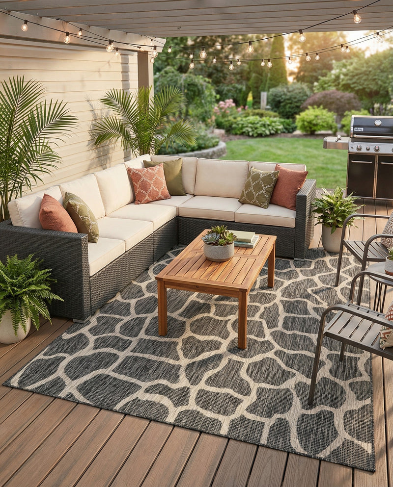 Savannah Escape Collection Area Rug -  Rainforest Rectangle Charcoal Gray  lifestyle 53